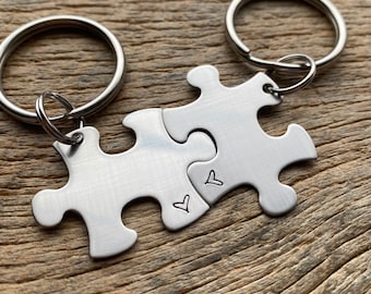 Heart Puzzle Piece Key Chain Best Friends Family sorority sisters Husband Wife Mom Gift