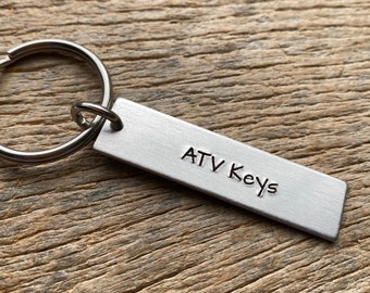 ATV House Car Keys Customizable Hand Stamped Light Weight  Aluminum Rectangle  key chain Best Friend/Boyfriend/Girlfriend /Christmas