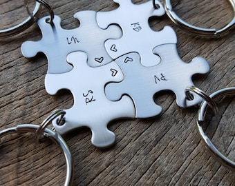 Customized Puzzle Piece Key Chain Personalized with Initials best friends sorority sisters key chain Christmas Gift