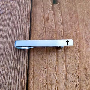Cross Aluminum Tie Bar Pastor Gift Christian Gift Tie Clip Groomsman Men’s Gift Husband Gift Anniversary Wedding Father’s Day Gift