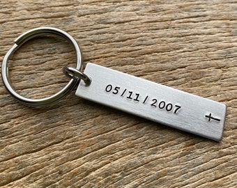 Special Date Aluminum Key Chain Baptism Salvation Anniversary Reminder Christian  Gift Sunday School Teacher Cross