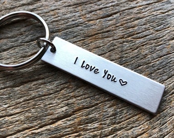 I Love You No Other Customization  Hand Stamped Light Weight  Aluminum Rectangle  key chain Best Friend/Boyfriend/Girlfriend /