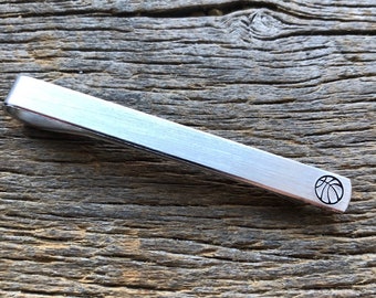 Sports Hand Stamped Aluminum Tie Bar-Tie Clip Gift For Him - Groomsmen- Anniversary- Birthday - Father's Day