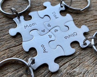 Customized Puzzle Piece Key Chain Personalized with Names  best friends sorority sisters key chain Christmas Gift