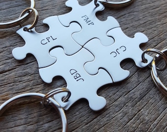 Customizable  Puzzle Piece Key Chain Personalized with Initials best friends / College Moving/Family/ sorority sisters key chain