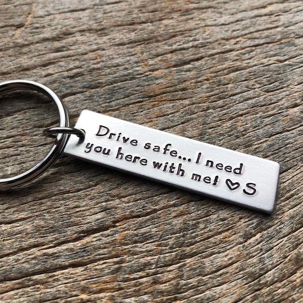 Drive Safe Keychain, Personalized Aluminum Rectangle Keyring