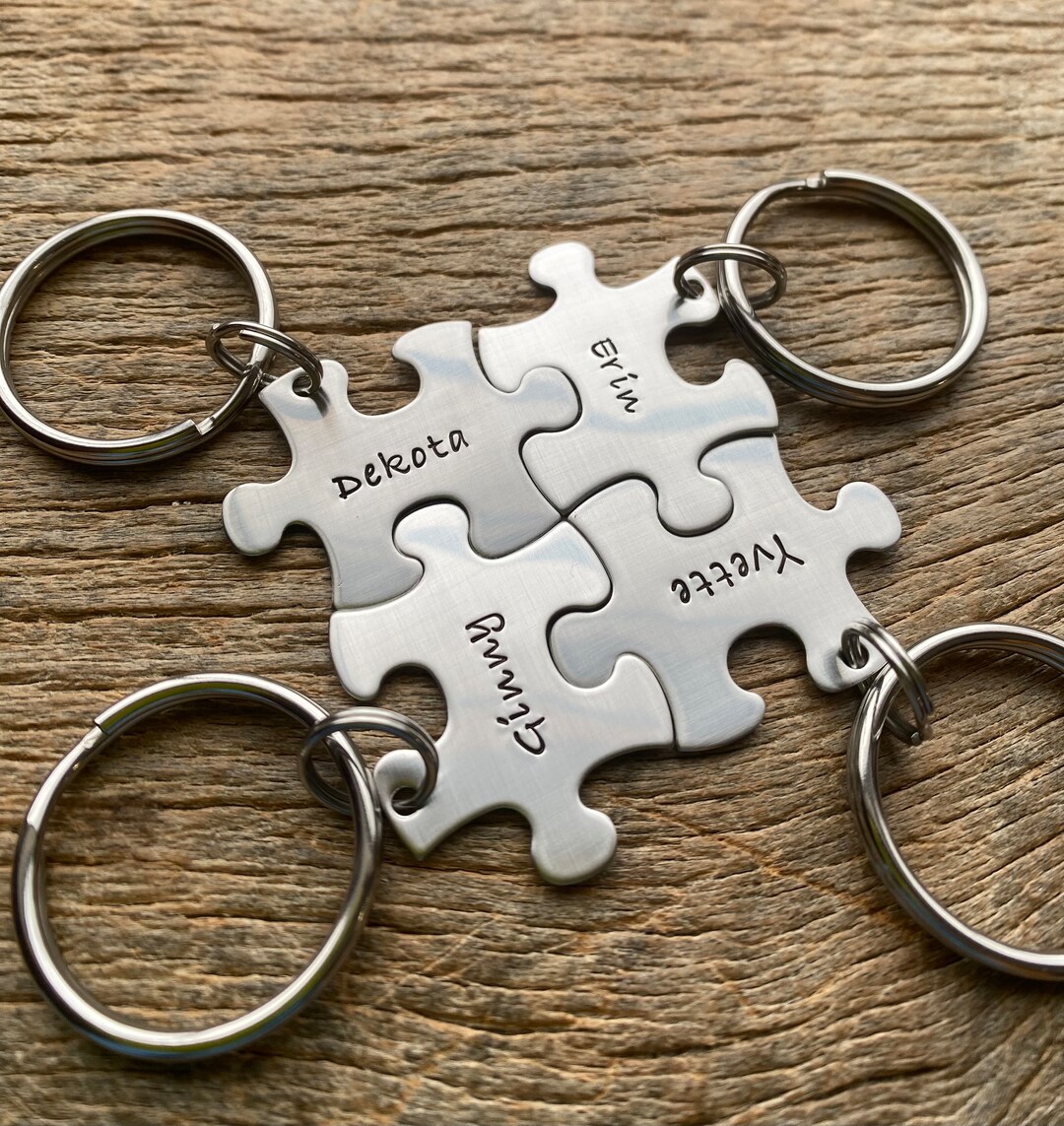Customized Puzzle Piece Key Chain Personalized With Names Best Friends