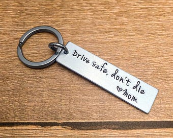 Drive Safe Don't Die Personalized with Initial Handmade Light Weight  Custom keychain Boyfriend Husband Wife long distanced relationship