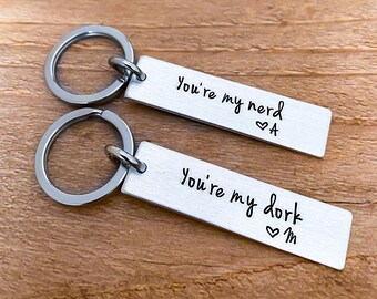 You're My Nerd You're My Dork Keychain Gift for Anniversary Long Distance Relationship Boyfriend Girlfriend Key Ring Personalized Custom