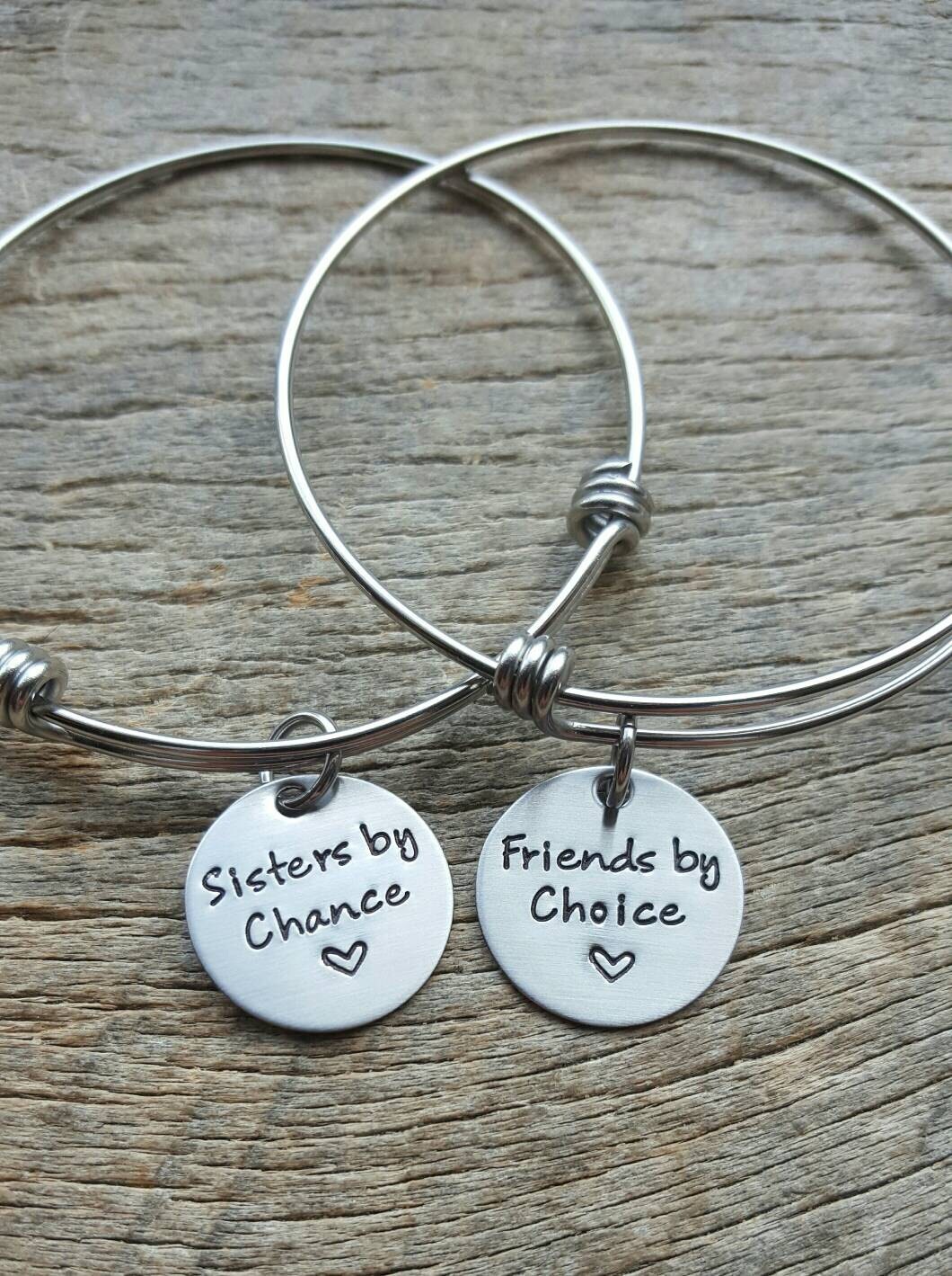 Sisters by Chance Friends by Choice Stainless Steel Set of 2