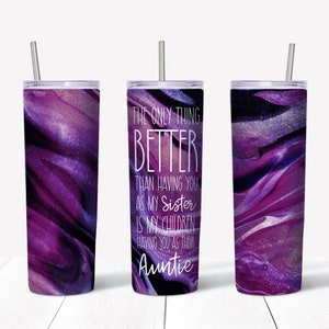20 oz Straight Tumbler Design - Purple Marble Auntie/Onnie - Personal & Limited Commercial Use - DIGITAL ONLY