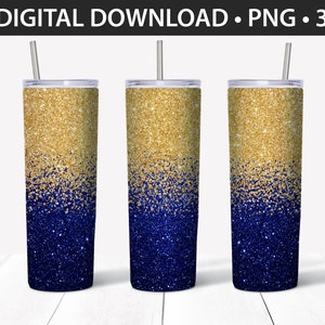 20 oz Straight Tumbler Design - Blue and Gold Glitter - Personal & Limited Commercial Use - DIGITAL ONLY