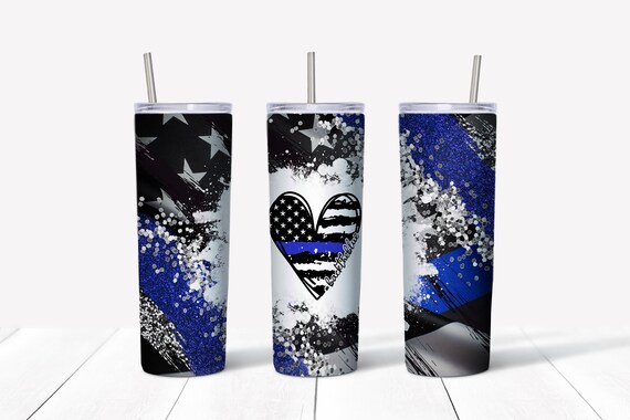 20 Oz Straight Tumbler Design Police Back the Blue Personal