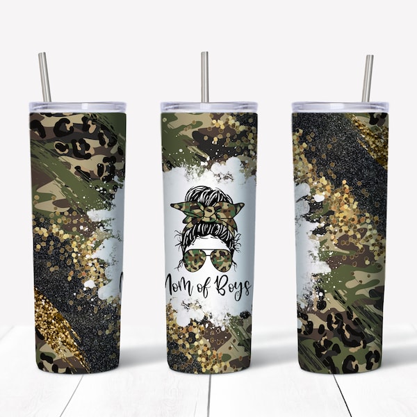 20 oz Straight Tumbler Design - Camo Mom of Boys - Personal & Limited Commercial Use - DIGITAL ONLY