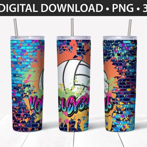 20 oz Straight Tumbler Design - Volleyball Graffiti Wall - Personal & Limited Commercial Use - DIGITAL ONLY