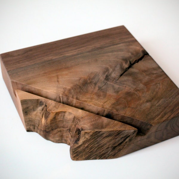 Ipad Stand in Walnut with Natural Edge and Beautiful Burl