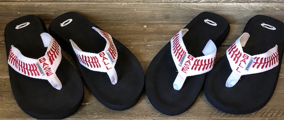 womens baseball flip flops