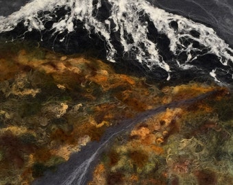 Mountains,Landscape,Scotland,Countryside,Nature, Art, Picture, Felt,Wool,Moorland,Highlands,Mountain Scene,Snow,Highland Picture,