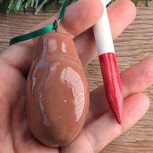 Missile Toe. Mistletoe. Hand-Built Ceramic Make-Out Motivator. Recycled Clay. Year-Round Decoration. In Brown. image 6