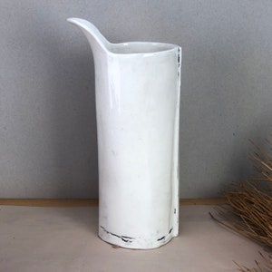 Numbered Pourer. No. 28 Ceramic Creamer. Number 28 White Ceramic Pourer. Hand-Built. image 3