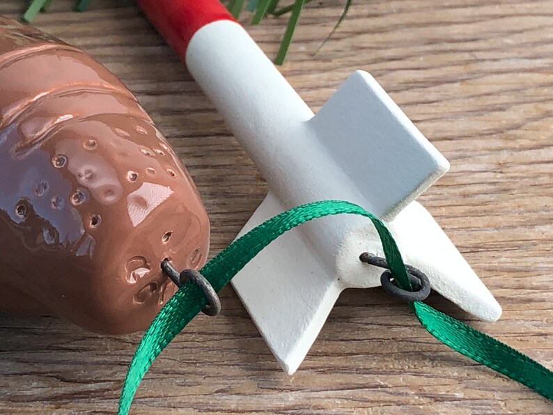 Missile Toe. Mistletoe. Hand-Built Ceramic Make-Out Motivator. Recycled Clay. Year-Round Decoration. In Brown. image 5