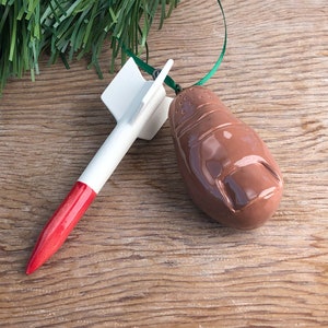 Missile Toe. Mistletoe. Hand-Built Ceramic Make-Out Motivator. Recycled Clay. Year-Round Decoration. In Brown. image 2