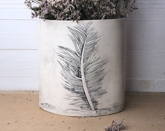 Feather Vase. An Honorable Place For Flowers. Hand-Built From Re-Purposed Clay.