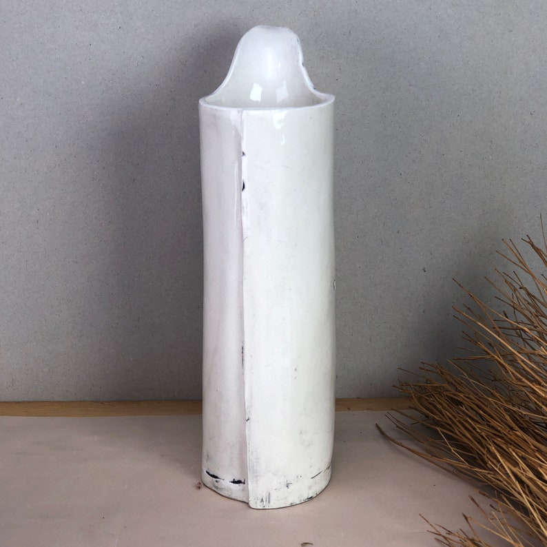 Numbered Pourer. No. 28 Ceramic Creamer. Number 28 White Ceramic Pourer. Hand-Built. image 2