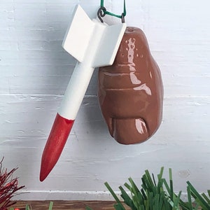 Missile Toe. Mistletoe. Hand-Built Ceramic Make-Out Motivator. Recycled Clay. Year-Round Decoration. In Brown. image 8