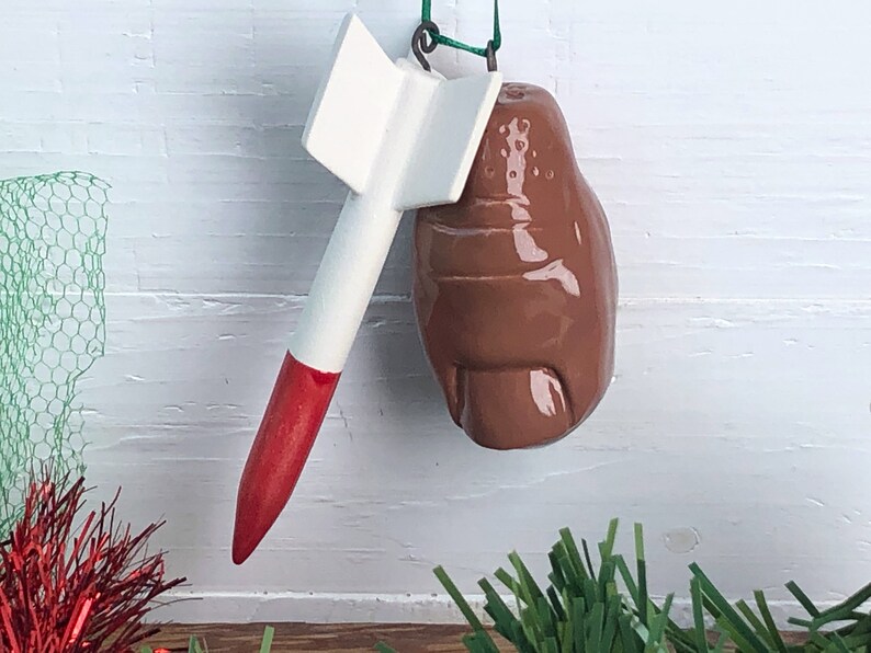 Missile Toe. Mistletoe. Hand-Built Ceramic Make-Out Motivator. Recycled Clay. Year-Round Decoration. In Brown. image 8