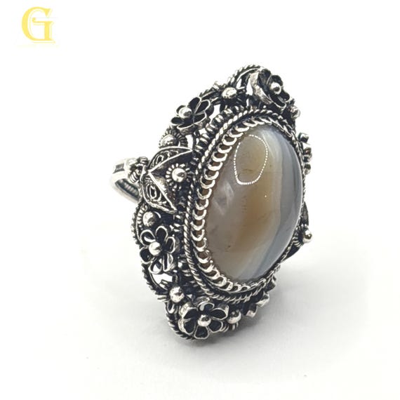 Filigree Lace Agate Ring - Vol 1