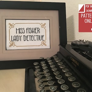 Miss Fisher: Calling Card Cross-Stitch Pattern, PDF Instant Download