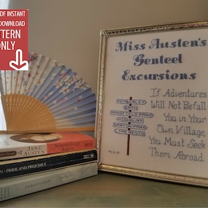 Imaginary Destinations: Jane Austen Cross-Stitch Pattern, PDF Instant Download