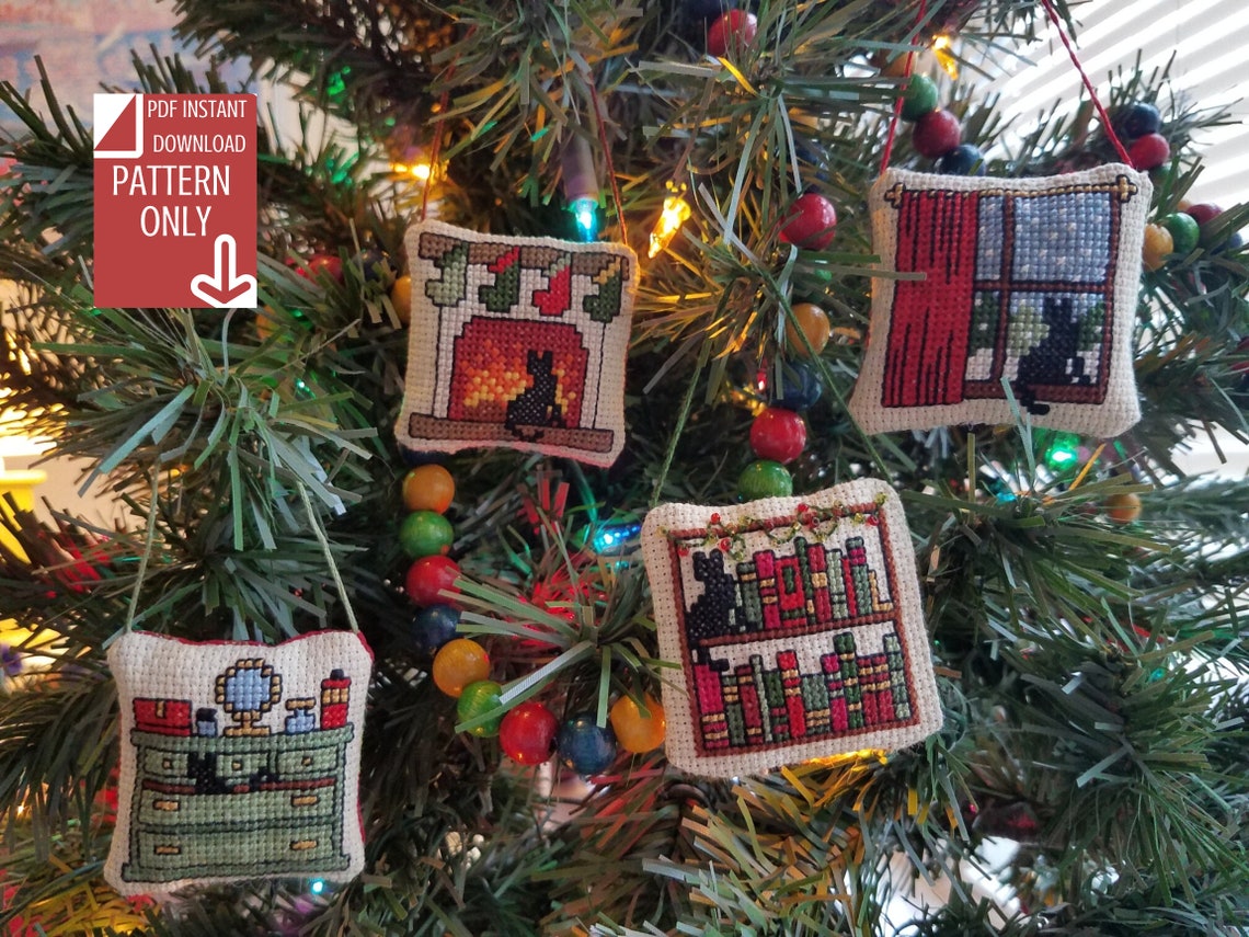 Cat Ornaments from MsHeadStitchInCharge on Etsy