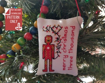 Marvelous Christmas: Iron Man Cross-Stitch Ornament Pattern, PDF Instant Download
