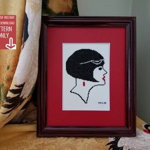Miss Fisher: Profile Cross-Stitch Pattern, PDF Instant Download