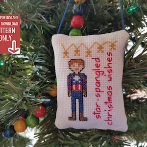 Marvelous Christmas: Captain America Cross-Stitch Ornament Pattern, PDF Instant Download