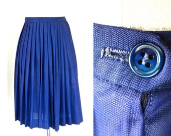 70s LANE BRYANT Skirt Blue Knife Pleat side zip flippy vintage sassy comfortable woven cute simple back to school midcentury