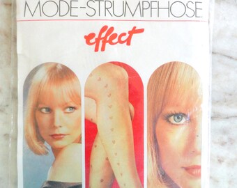 60s NWT Lg MODE-STRUMPFHOSE Esda Made in Germany Hose Nos New in Package Heart Pattern Vintage Cool Pantyhose Fashion Tights Mid Century