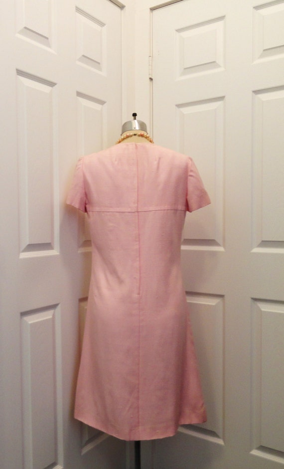 1960s S M NEIMAN MARCUS Pink Sheath Short Sleeved… - image 4