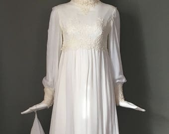Vtg 70s William Cahill Wedding Dress Victorian Edwardian Hippy Festival S