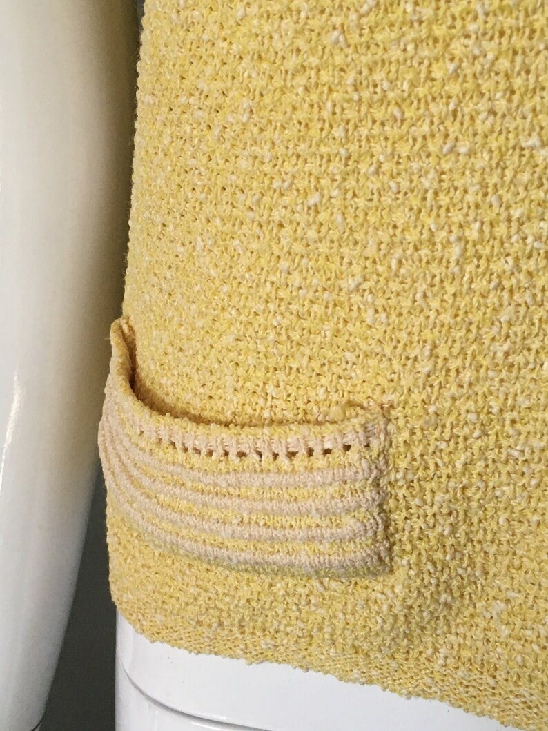 Gorg Vtg 70s Goldworm Label Pale Yellow Beige Knit Top Blouse Sleeveless S Excellent Condition