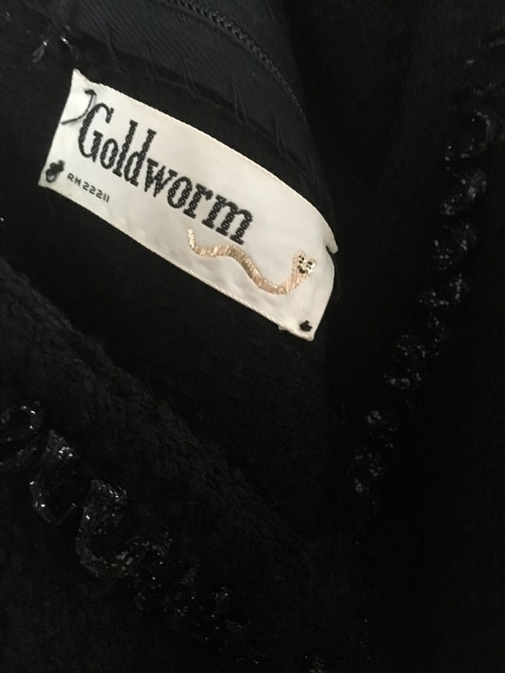 Gorg Vtg 70s Goldworm Label Black Knit Top Blouse… - image 5