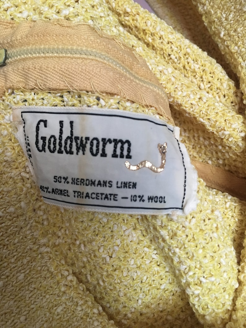Gorg Vtg 70s Goldworm Label Pale Yellow Beige Knit Top Blouse Sleeveless S Excellent Condition