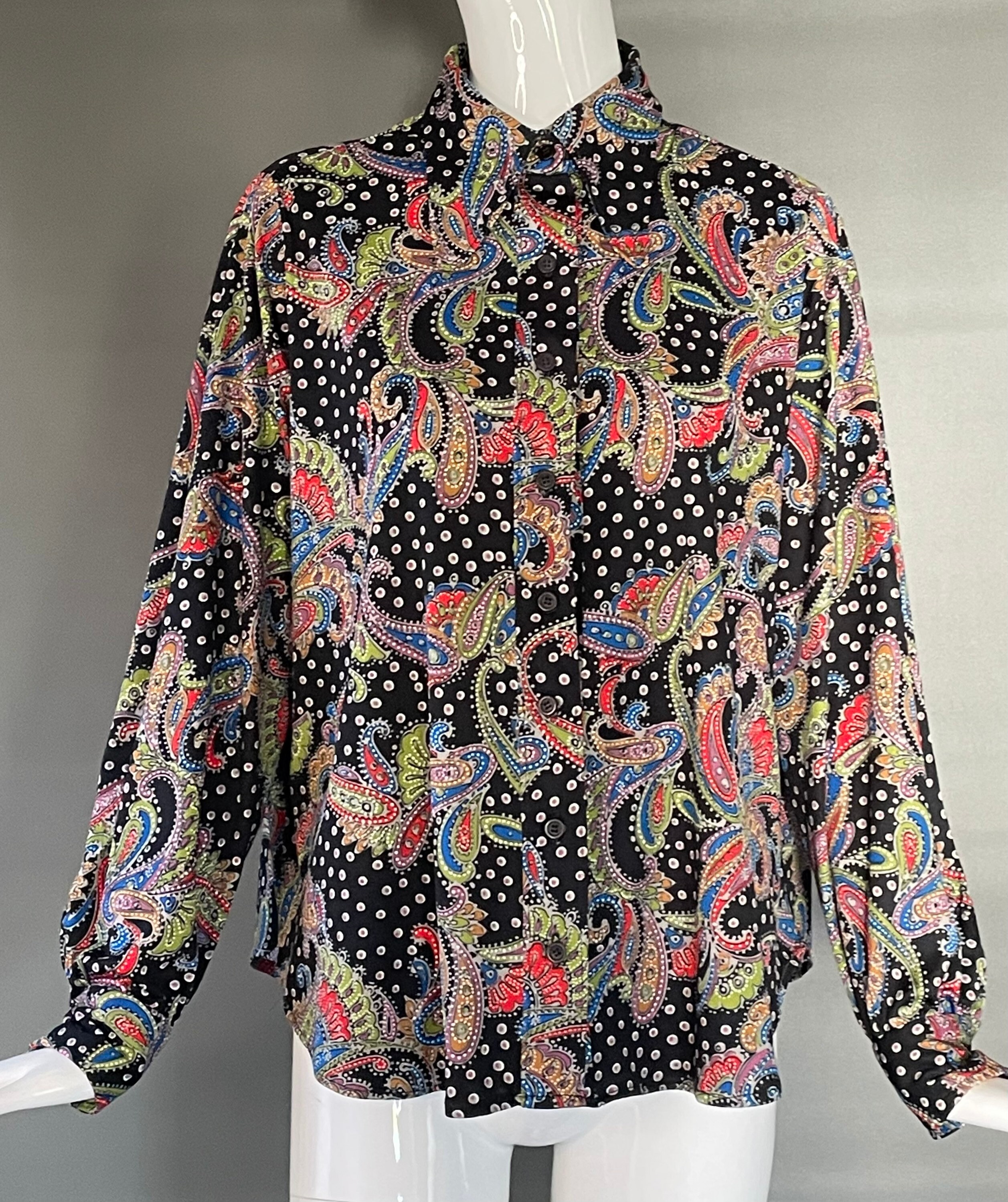 トップス vintage paisley design high neck tops Jean Paul Gaultier Faded Mosaic Jersey Turtleneck Top JPG