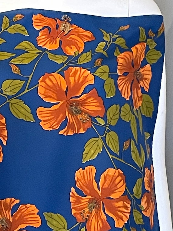 Vintage 70s Vera Orange Hibiscus Print 21 Square … - image 6