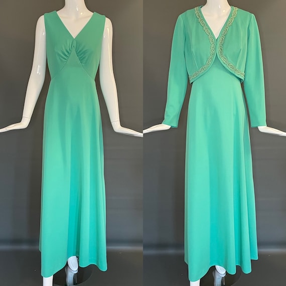Vtg 70s Miss Rubette 2 Piece Long Maxi Dress Matc… - image 1