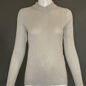 Gorg Vintage Silver Lurex Metallic Top Blouse Size M Excellent Condition