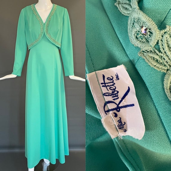 Vtg 70s Miss Rubette 2 Piece Long Maxi Dress Matc… - image 2