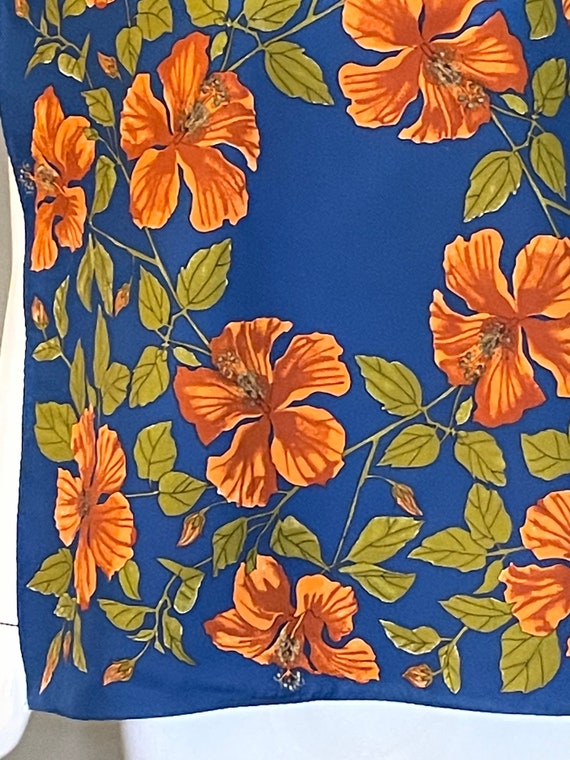 Vintage 70s Vera Orange Hibiscus Print 21 Square … - image 7